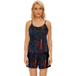 Architecture City Pixel Art Satin Pajama Short Set