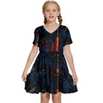 Architecture City Pixel Art Kids  Short Sleeve Tiered Mini Dress