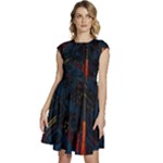 Architecture City Pixel Art Cap Sleeve High Waist Dress