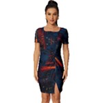 Architecture City Pixel Art Fitted Knot Split End Bodycon Dress