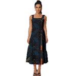 Architecture City Pixel Art Square Neckline Tiered Midi Dress