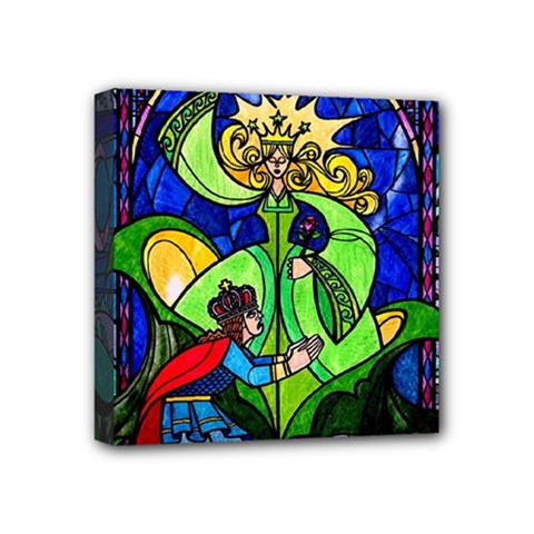 Beauty And The Beast Stained Glass Rose Mini Canvas 4  x 4  (Stretched) from ArtsNow.com