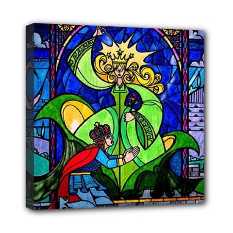 Beauty And The Beast Stained Glass Rose Mini Canvas 8  x 8  (Stretched) from ArtsNow.com