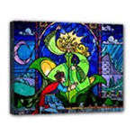 Beauty And The Beast Stained Glass Rose Canvas 14  x 11  (Stretched)