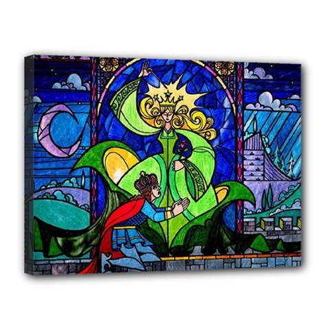 Beauty And The Beast Stained Glass Rose Canvas 16  x 12  (Stretched) from ArtsNow.com