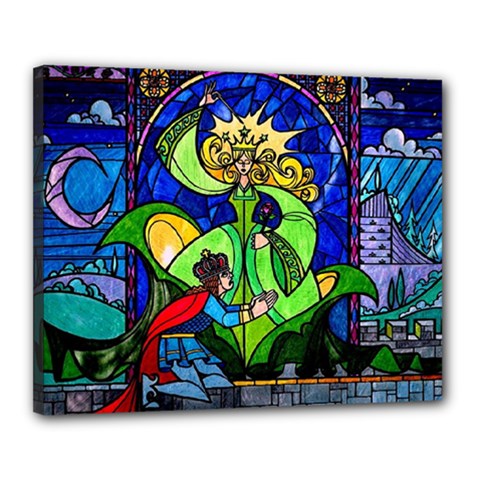 Beauty And The Beast Stained Glass Rose Canvas 20  x 16  (Stretched) from ArtsNow.com