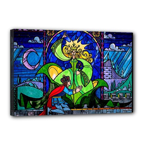Beauty And The Beast Stained Glass Rose Canvas 18  x 12  (Stretched) from ArtsNow.com