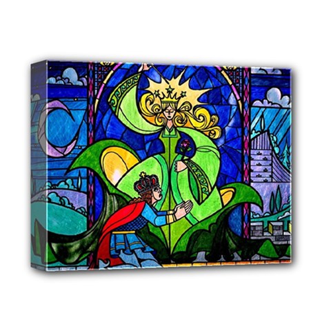 Beauty And The Beast Stained Glass Rose Deluxe Canvas 14  x 11  (Stretched) from ArtsNow.com