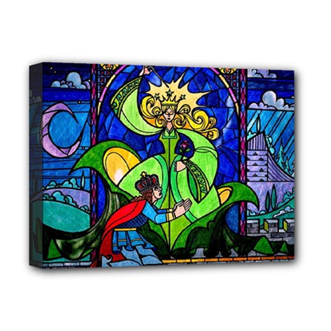 Beauty And The Beast Stained Glass Rose Deluxe Canvas 16  x 12  (Stretched)  from ArtsNow.com