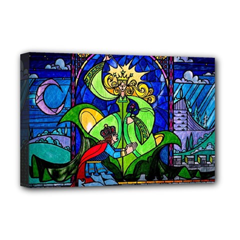 Beauty And The Beast Stained Glass Rose Deluxe Canvas 18  x 12  (Stretched) from ArtsNow.com