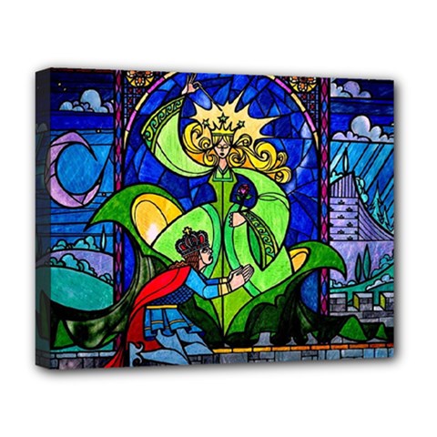 Beauty And The Beast Stained Glass Rose Deluxe Canvas 20  x 16  (Stretched) from ArtsNow.com