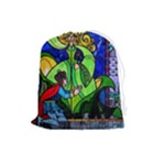 Beauty And The Beast Stained Glass Rose Drawstring Pouch (Large)