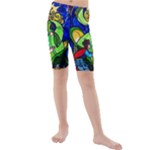 Beauty And The Beast Stained Glass Rose Kids  Mid Length Swim Shorts