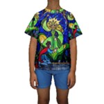 Beauty And The Beast Stained Glass Rose Kids  Short Sleeve Swimwear