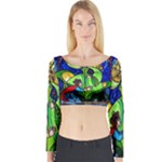 Beauty And The Beast Stained Glass Rose Long Sleeve Crop Top