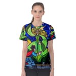 Beauty And The Beast Stained Glass Rose Women s Cotton T-Shirt