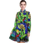 Beauty And The Beast Stained Glass Rose Long Sleeve Chiffon Shirt Dress