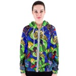 Beauty And The Beast Stained Glass Rose Women s Zipper Hoodie