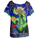 Beauty And The Beast Stained Glass Rose Women s Oversized T-Shirt