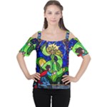 Beauty And The Beast Stained Glass Rose Cutout Shoulder T-Shirt