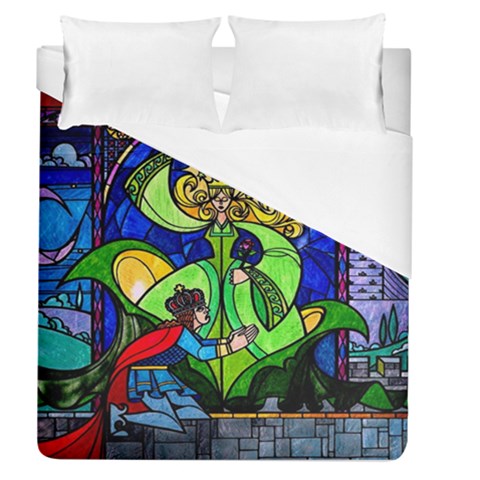 Beauty And The Beast Stained Glass Rose Duvet Cover (Queen Size) from ArtsNow.com