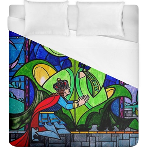 Beauty And The Beast Stained Glass Rose Duvet Cover (King Size) from ArtsNow.com