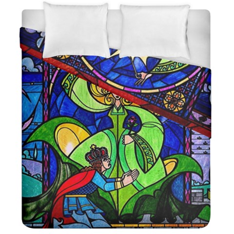 Beauty And The Beast Stained Glass Rose Duvet Cover Double Side (California King Size) from ArtsNow.com