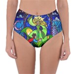 Beauty And The Beast Stained Glass Rose Reversible High-Waist Bikini Bottoms