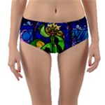 Beauty And The Beast Stained Glass Rose Reversible Mid-Waist Bikini Bottoms
