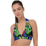 Beauty And The Beast Stained Glass Rose Halter Plunge Bikini Top