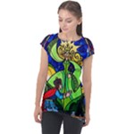 Beauty And The Beast Stained Glass Rose Cap Sleeve High Low Top