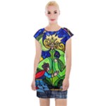Beauty And The Beast Stained Glass Rose Cap Sleeve Bodycon Dress