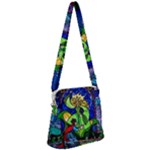 Beauty And The Beast Stained Glass Rose Zipper Messenger Bag
