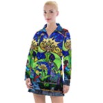 Beauty And The Beast Stained Glass Rose Women s Long Sleeve Casual Dress