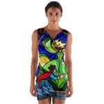 Beauty And The Beast Stained Glass Rose Wrap Front Bodycon Dress