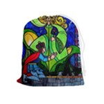 Beauty And The Beast Stained Glass Rose Drawstring Pouch (XL)