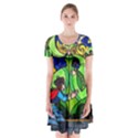 Short Sleeve V-neck Flare Dress 