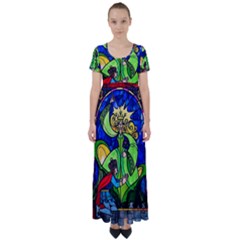 High Waist Short Sleeve Maxi Dress 