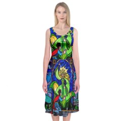 Beauty And The Beast Stained Glass Rose Midi Sleeveless Dress from ArtsNow.com