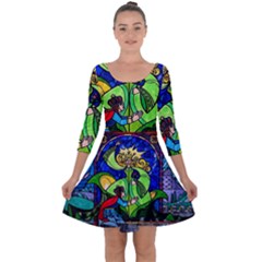 Quarter Sleeve Skater Dress 