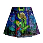 Beauty And The Beast Stained Glass Rose Mini Flare Skirt