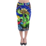 Beauty And The Beast Stained Glass Rose Midi Pencil Skirt