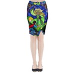 Beauty And The Beast Stained Glass Rose Midi Wrap Pencil Skirt