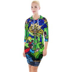 Quarter Sleeve Hood Bodycon Dress 