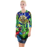 Beauty And The Beast Stained Glass Rose Quarter Sleeve Hood Bodycon Dress