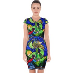 Capsleeve Drawstring Dress  