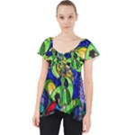 Beauty And The Beast Stained Glass Rose Lace Front Dolly Top
