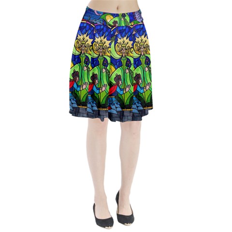 Beauty And The Beast Stained Glass Rose Pleated Skirt from ArtsNow.com