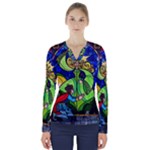 Beauty And The Beast Stained Glass Rose V-Neck Long Sleeve Top