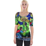 Beauty And The Beast Stained Glass Rose Wide Neckline T-Shirt